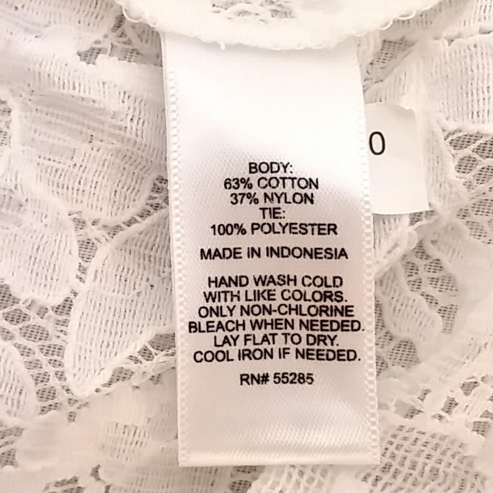 NWT Express White Lace Short Sleeve Black Necktie - Picture 6 of 6